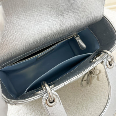 Dior Small Lady Dior MyLadyDior in Metallic Silver Leather and SHW