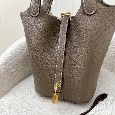 Hermes Picotin 18 in Etoupe Clemence Leather and GHW