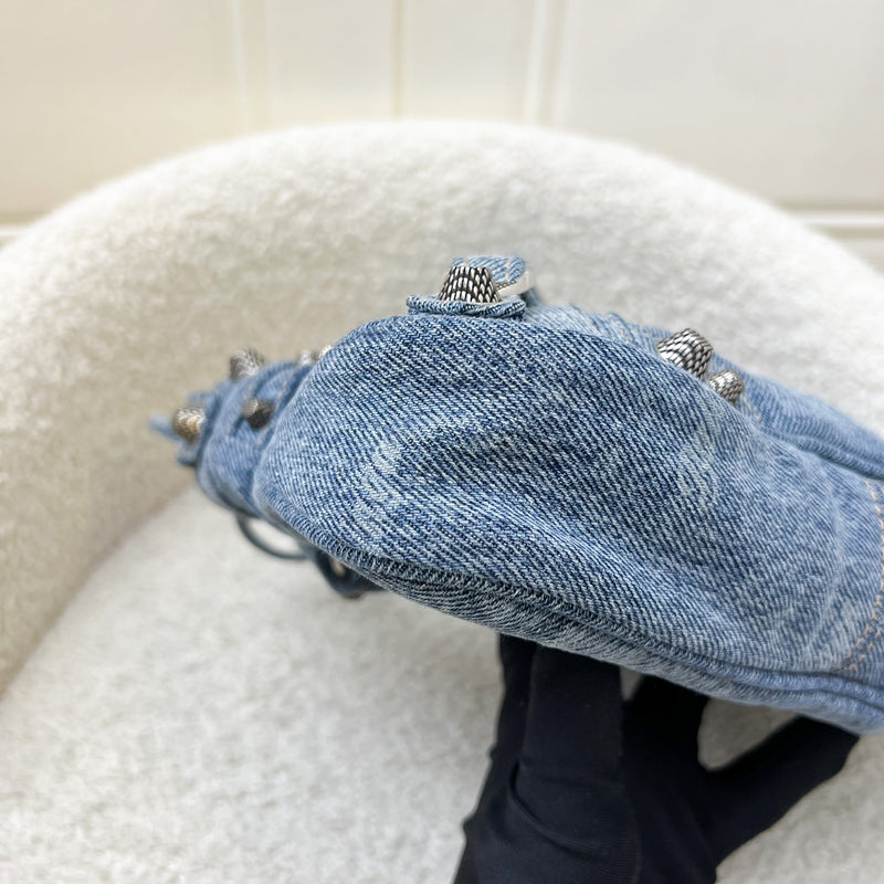 Balenciaga Neo Cagole Small Shoulder Bag in Denim and SHW