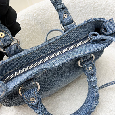 Balenciaga Neo Cagole Small Shoulder Bag in Denim and SHW