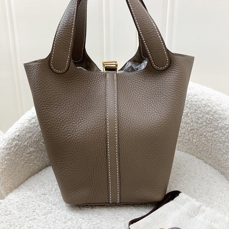 Hermes Picotin 18 in Etoupe Clemence Leather and GHW