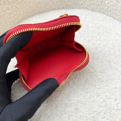 Dior Caro Heart Pouch with Chain in Red Calfskin and GHW