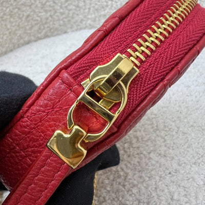 Dior Caro Heart Pouch with Chain in Red Calfskin and GHW