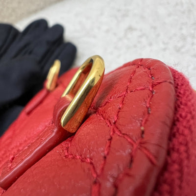 Dior Caro Heart Pouch with Chain in Red Calfskin and GHW