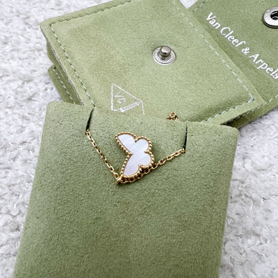 Van Cleef & Arpels VCA Sweet Alhambra Butterfly Pendant with Mother of Pearl MOP in 18K Yellow Gold