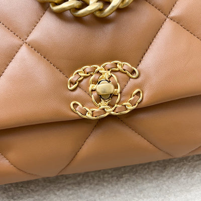 Chanel 19 Small Flap in 22S Caramel Lambskin and 3-tone HW (Model: AS1160)