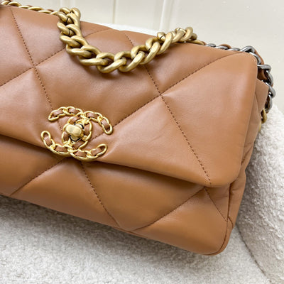 Chanel 19 Small Flap in 22S Caramel Lambskin and 3-tone HW (Model: AS1160)