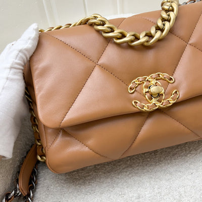 Chanel 19 Small Flap in 22S Caramel Lambskin and 3-tone HW (Model: AS1160)