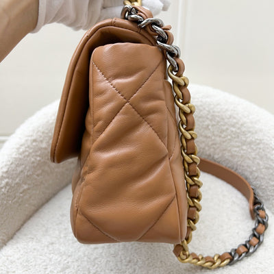 Chanel 19 Small Flap in 22S Caramel Lambskin and 3-tone HW (Model: AS1160)