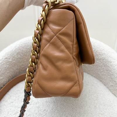 Chanel 19 Small Flap in 22S Caramel Lambskin and 3-tone HW (Model: AS1160)