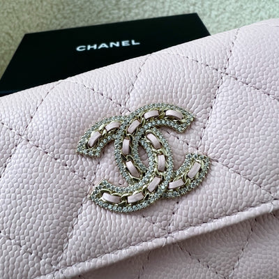 Chanel 22S Snap Card Holder in Light Pink Caviar LGHW