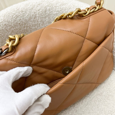 Chanel 19 Small Flap in 22S Caramel Lambskin and 3-tone HW (Model: AS1160)