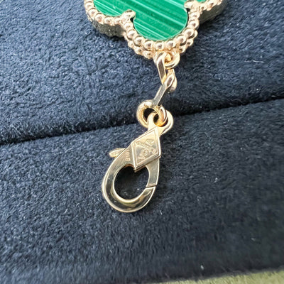 Van Cleef & Arpels VCA Vintage Alhambra 5 Motifs Bracelet with Malachite and Paved Diamonds in 18K Yellow Gold (Ref: VCARO7GQ00)