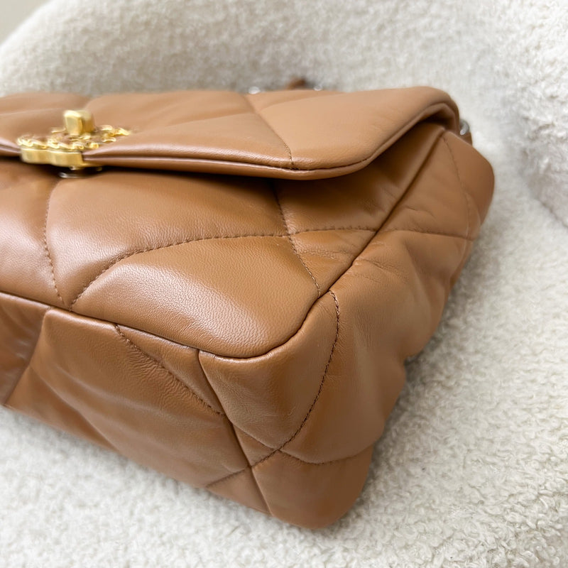 Chanel 19 Small Flap in 22S Caramel Lambskin and 3-tone HW (Model: AS1160)