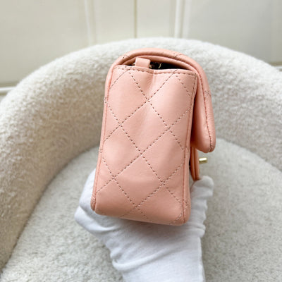 Chanel Classic Mini Rectangle in 22C Peach Pink Lambskin and LGHW (Model: A69900)