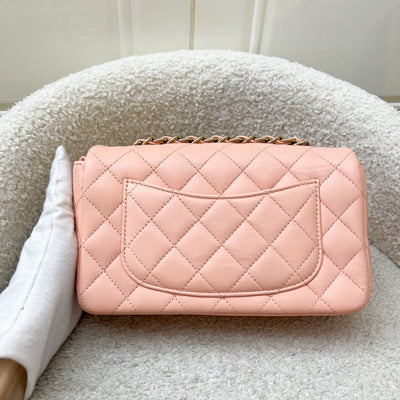 Chanel Classic Mini Rectangle in 22C Peach Pink Lambskin and LGHW (Model: A69900)