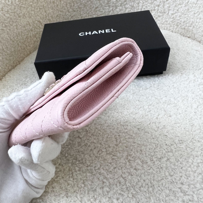 Chanel 22S Snap Card Holder in Light Pink Caviar LGHW