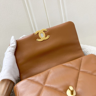 Chanel 19 Small Flap in 22S Caramel Lambskin and 3-tone HW (Model: AS1160)