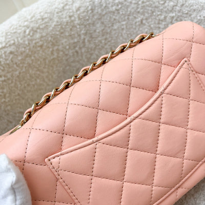 Chanel Classic Mini Rectangle in 22C Peach Pink Lambskin and LGHW (Model: A69900)