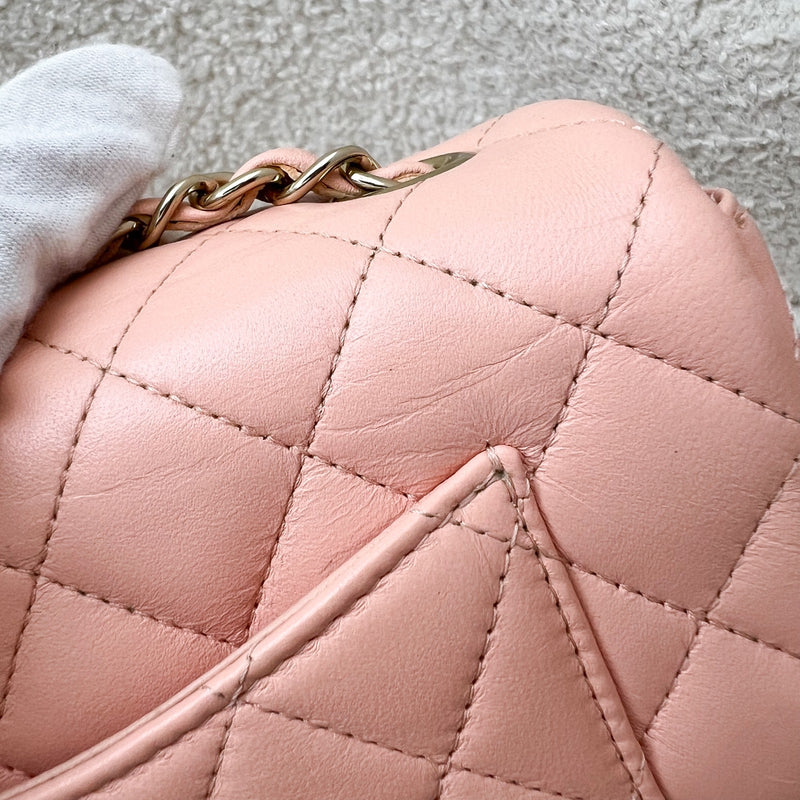 Chanel Classic Mini Rectangle in 22C Peach Pink Lambskin and LGHW (Model: A69900)