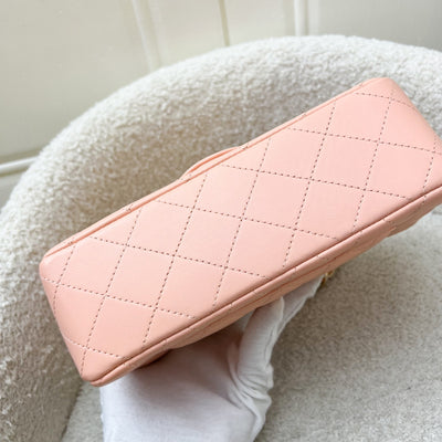 Chanel Classic Mini Rectangle in 22C Peach Pink Lambskin and LGHW (Model: A69900)