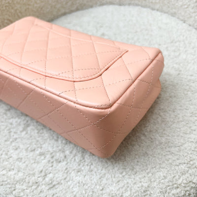 Chanel Classic Mini Rectangle in 22C Peach Pink Lambskin and LGHW (Model: A69900)
