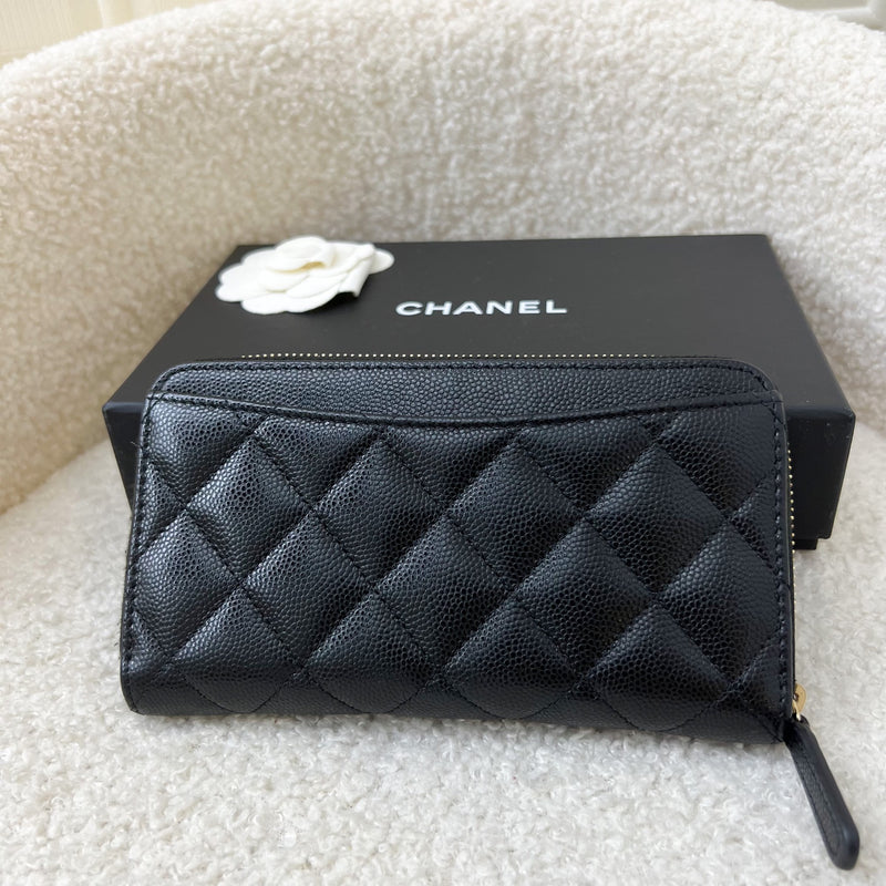 Chanel Zippy Mid-Length Medium Wallet in Black Caviar LGHW