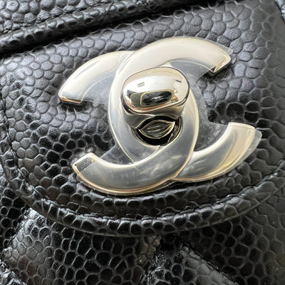 Chanel Medium Classic Flap CF in Black Caviar and SHW (Model: A01112)