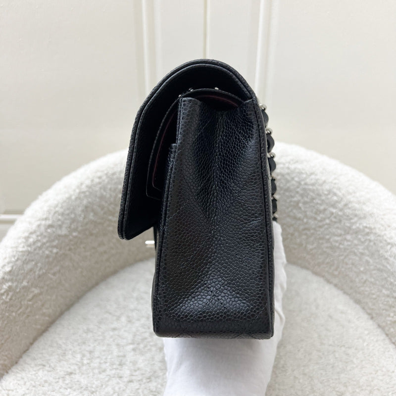 Chanel Medium Classic Flap CF in Black Caviar and SHW (Model: A01112)