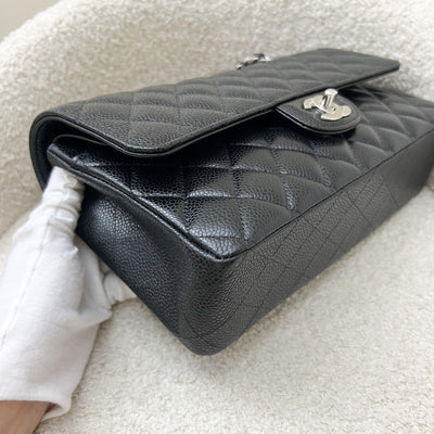 Chanel Medium Classic Flap CF in Black Caviar and SHW (Model: A01112)