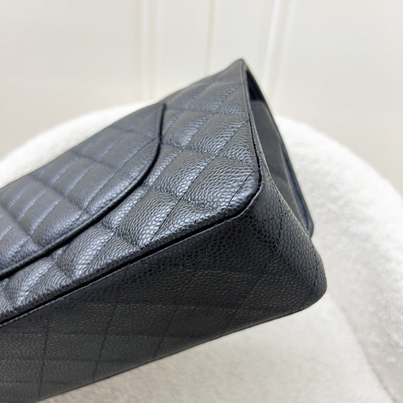 Chanel Medium Classic Flap CF in Black Caviar and SHW (Model: A01112)