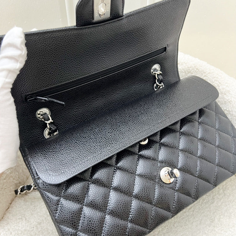 Chanel Medium Classic Flap CF in Black Caviar and SHW (Model: A01112)