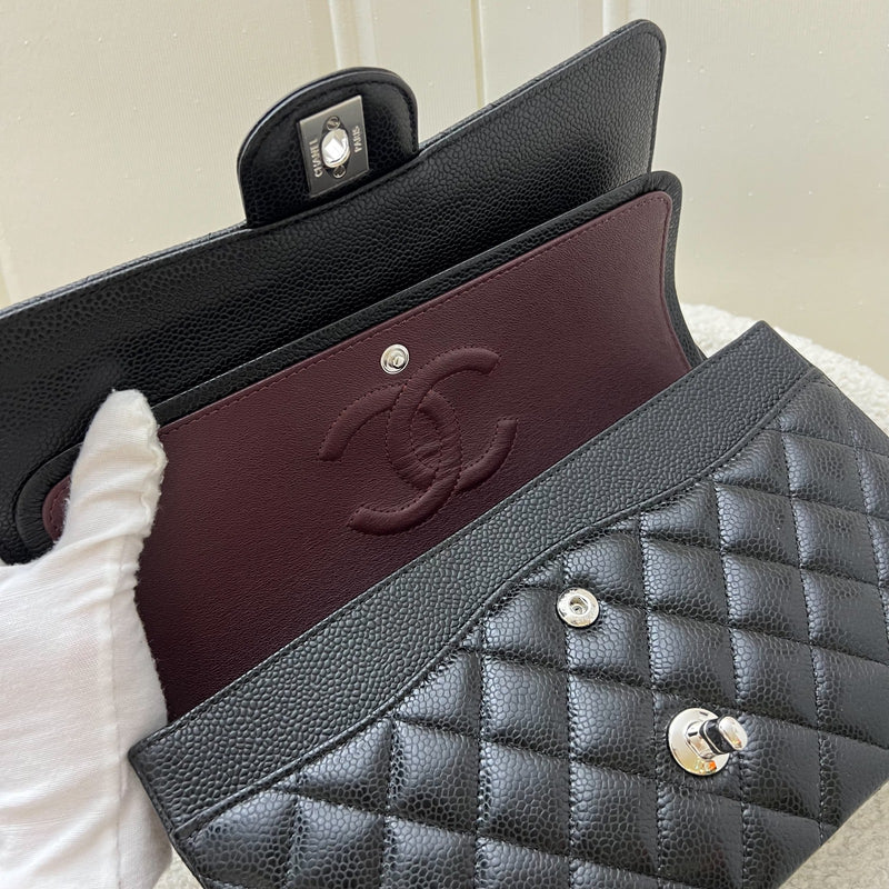 Chanel Medium Classic Flap CF in Black Caviar and SHW (Model: A01112)