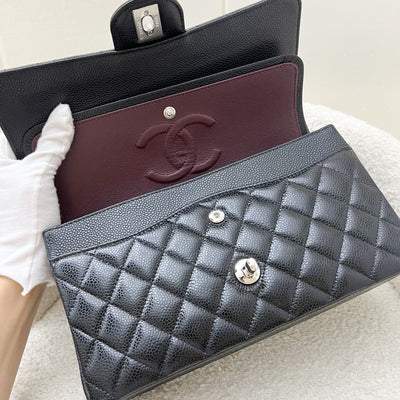 Chanel Medium Classic Flap CF in Black Caviar and SHW (Model: A01112)