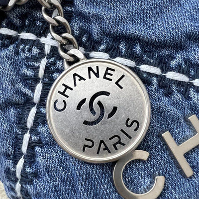 Chanel 22 Mini Hobo Bag in 24P Denim Fabric and SHW (Model: AS3980)