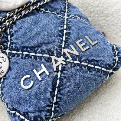 Chanel 22 Mini Hobo Bag in 24P Denim Fabric and SHW (Model: AS3980)
