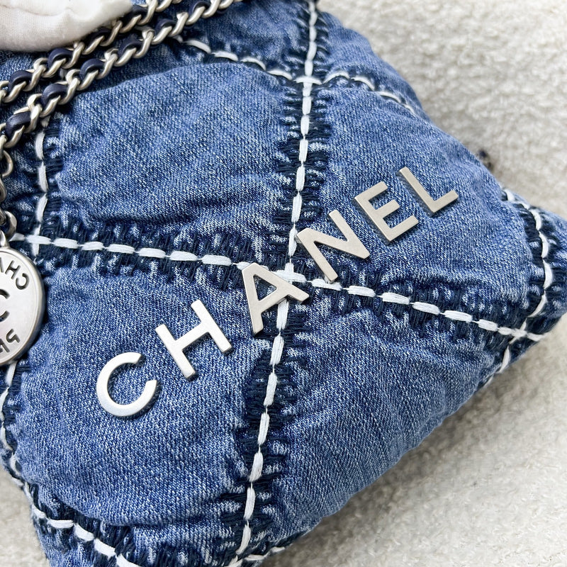 Chanel 22 Mini Hobo Bag in 24P Denim Fabric and SHW (Model: AS3980)