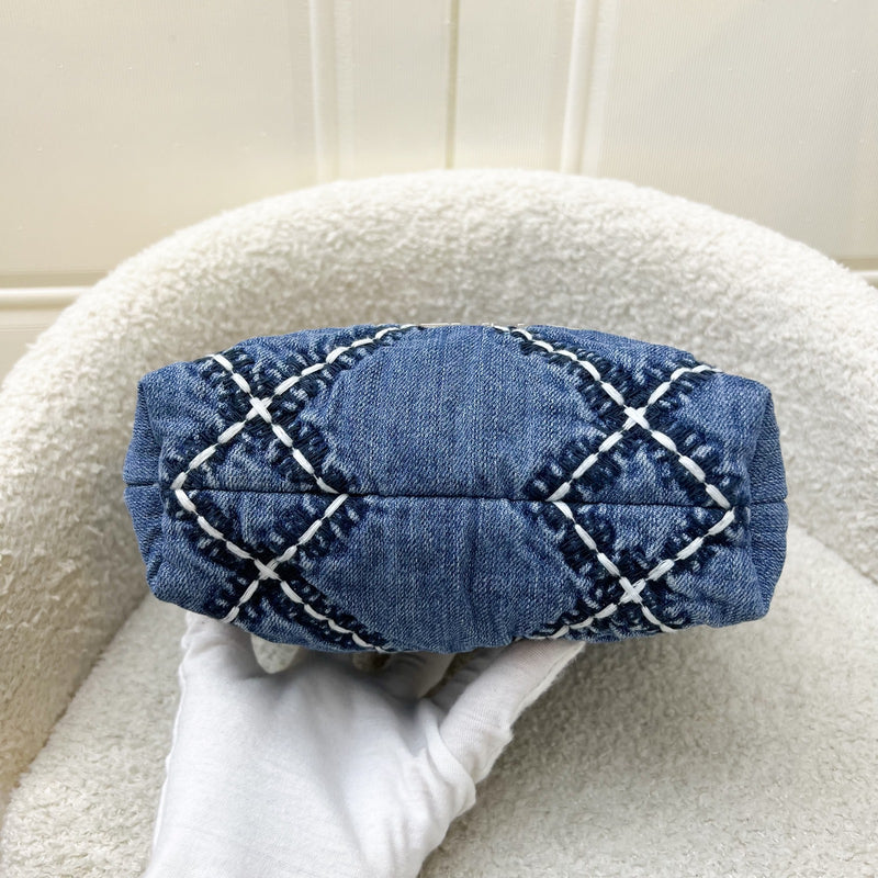 Chanel 22 Mini Hobo Bag in 24P Denim Fabric and SHW (Model: AS3980)