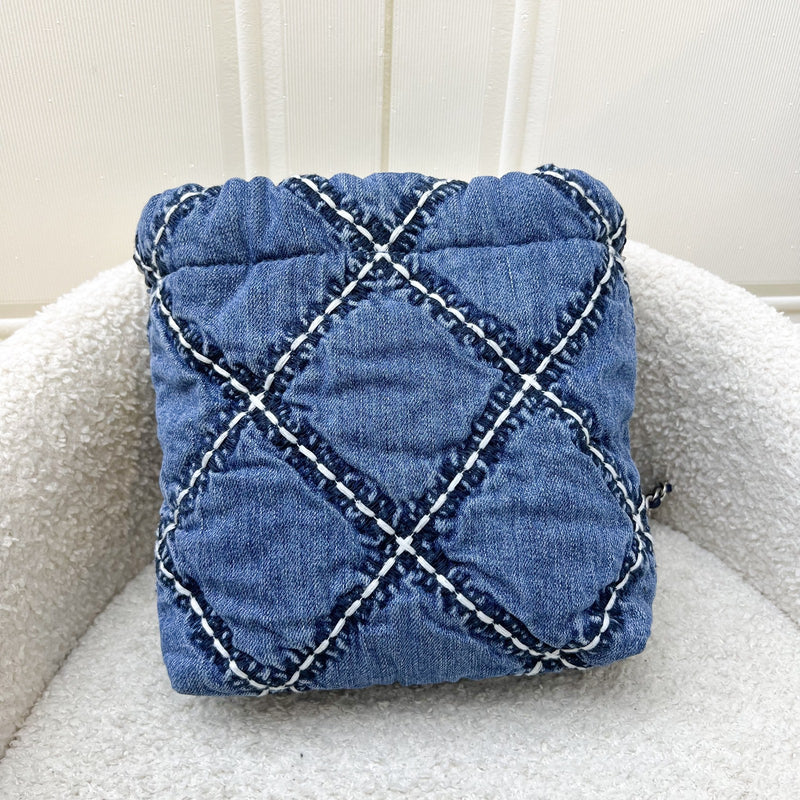 Chanel 22 Mini Hobo Bag in 24P Denim Fabric and SHW (Model: AS3980)