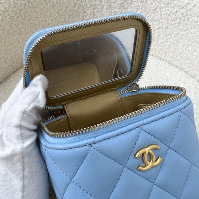 Chanel Pearl Crush Mini Cube Vanity in 22S Light Blue Lambskin AGHW