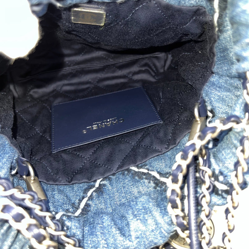 Chanel 22 Mini Hobo Bag in 24P Denim Fabric and SHW (Model: AS3980)