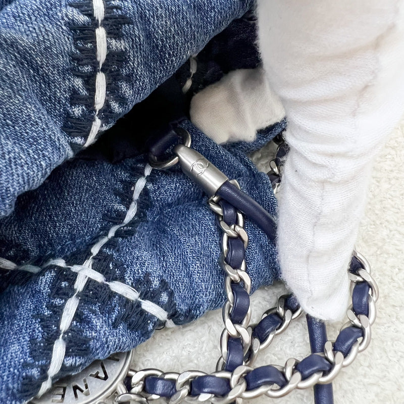 Chanel 22 Mini Hobo Bag in 24P Denim Fabric and SHW (Model: AS3980)