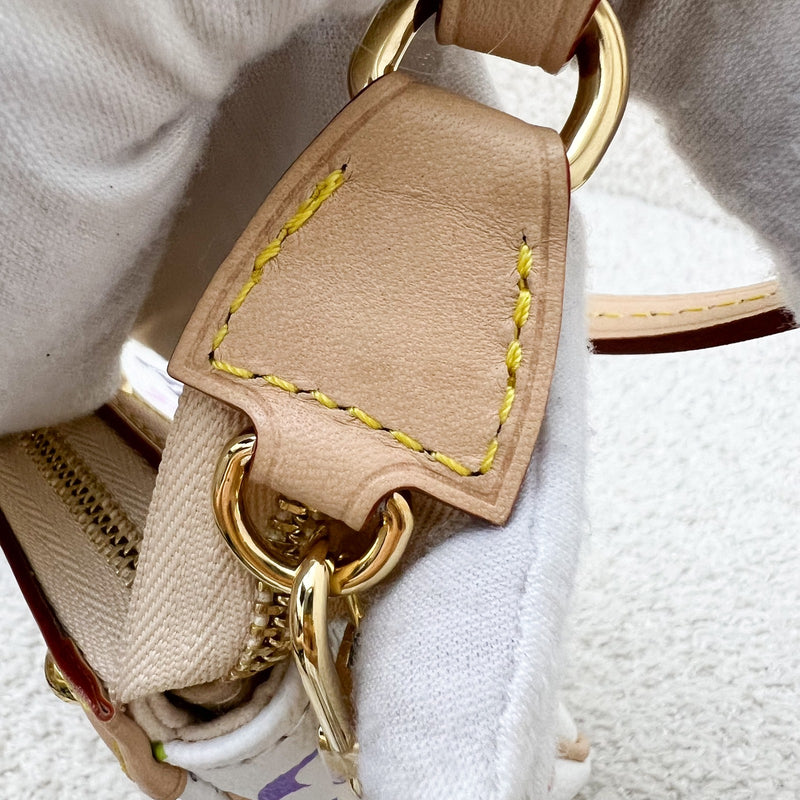 LV Louis Vuitton x Takashi Murakami Pochette Accessoires in Multicolore Blanc Monogram Canvas and GHW (Model: M13404)