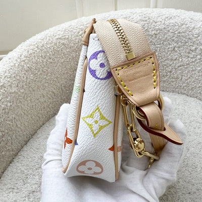 LV Louis Vuitton x Takashi Murakami Pochette Accessoires in Multicolore Blanc Monogram Canvas and GHW (Model: M13404)