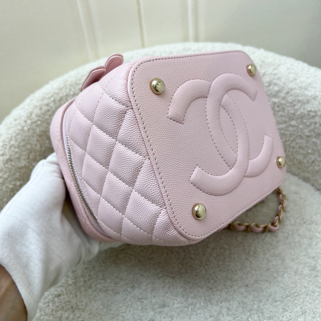 CHANEL エスカーピン アンソラサイト 38.5 Chanel 22S Top Handle Vanity Case with Chain in Pink Caviar