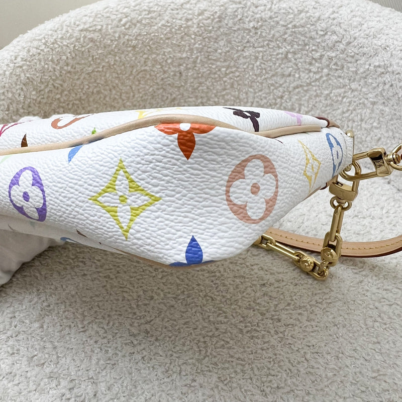 LV Louis Vuitton x Takashi Murakami Pochette Accessoires in Multicolore Blanc Monogram Canvas and GHW (Model: M13404)
