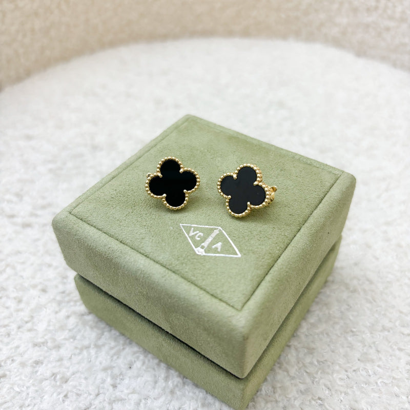 Van Cleef & Arpels VCA Vintage Alhambra Ear Studs with Black Onyx in 18K Yellow Gold