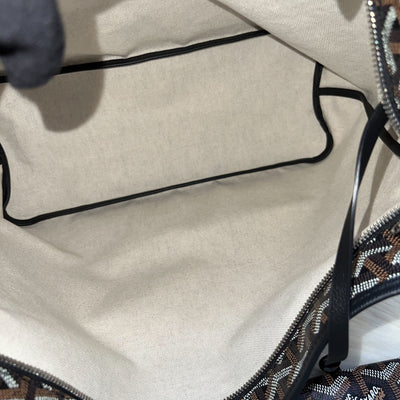 [Local Set - Apr 2025] Goyard Boheme PM Hobo Bag in Black Signature Goyardine Canvas with Red / White Striped Stamp (Premarquage Bandes) on the Small Pouch