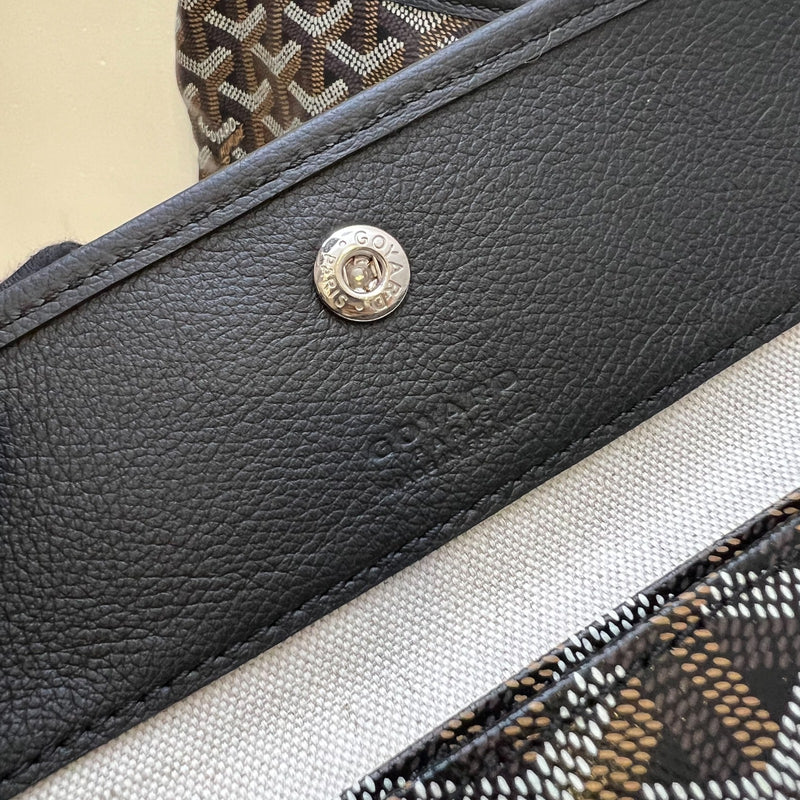 [Local Set - Apr 2025] Goyard Boheme PM Hobo Bag in Black Signature Goyardine Canvas with Red / White Striped Stamp (Premarquage Bandes) on the Small Pouch