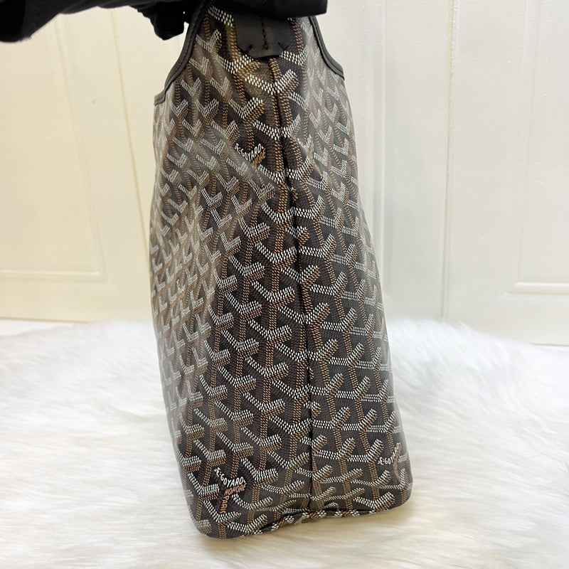 [Local Set - Apr 2025] Goyard Boheme PM Hobo Bag in Black Signature Goyardine Canvas with Red / White Striped Stamp (Premarquage Bandes) on the Small Pouch